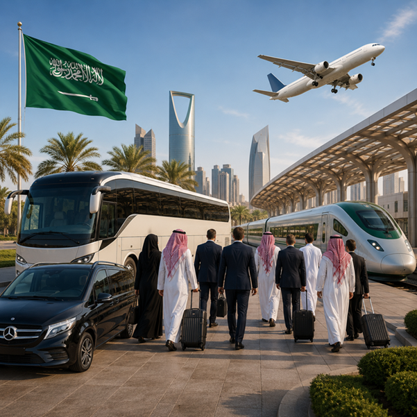 اختيار وسيلة النقل المناسبة للوفود الكبيرة في المملكة العربية السعودية - Choosing the Right Transportation for Large Delegations in Saudi Arabia